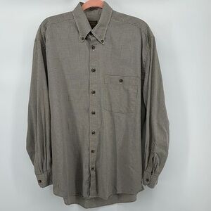 Scott Barber Gray Houndstooth Casual L/S Button Down Shirt Cotton Size Medium